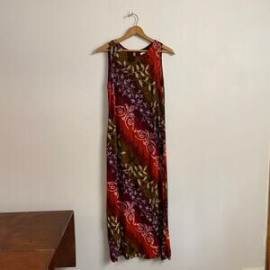 Vintage Sleeveless 90s Dress size 8 Summer Casual Multicolor Floral Midi Maxi